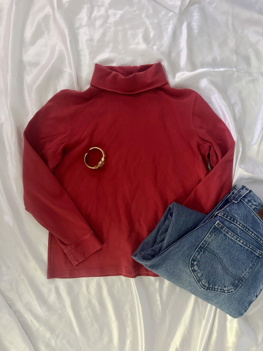 100% cotton L.L. Bean burnt orange/ Red Turtleneck Sweater